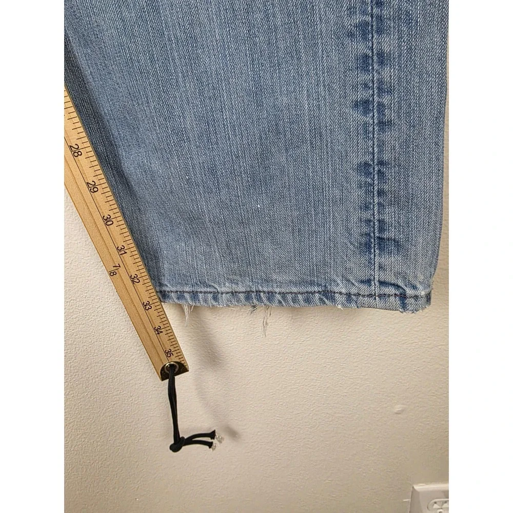 Banana Republic Jeans Mens 36x33 Tag 36x34 Blue Light Wash Straight Leg Distress